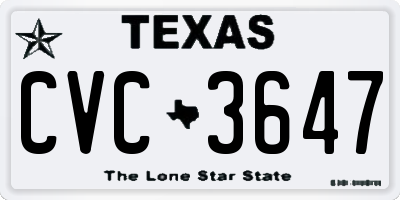 TX license plate CVC3647