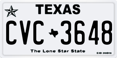 TX license plate CVC3648
