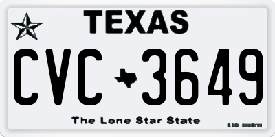 TX license plate CVC3649