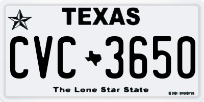 TX license plate CVC3650