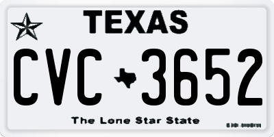 TX license plate CVC3652