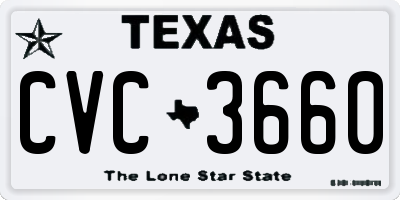 TX license plate CVC3660