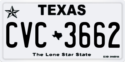 TX license plate CVC3662