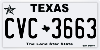 TX license plate CVC3663