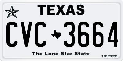 TX license plate CVC3664