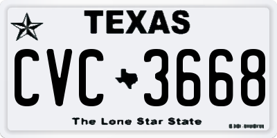 TX license plate CVC3668