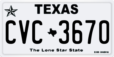 TX license plate CVC3670