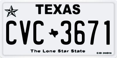 TX license plate CVC3671