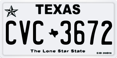 TX license plate CVC3672