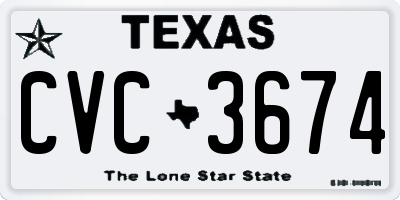 TX license plate CVC3674