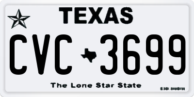 TX license plate CVC3699