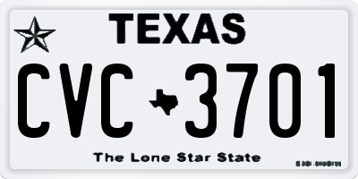 TX license plate CVC3701