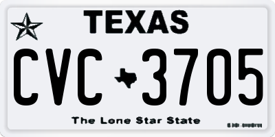 TX license plate CVC3705