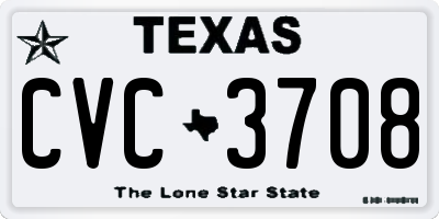 TX license plate CVC3708