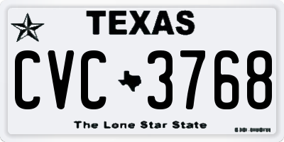 TX license plate CVC3768