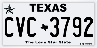 TX license plate CVC3792