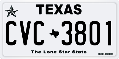 TX license plate CVC3801