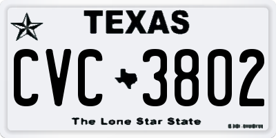 TX license plate CVC3802