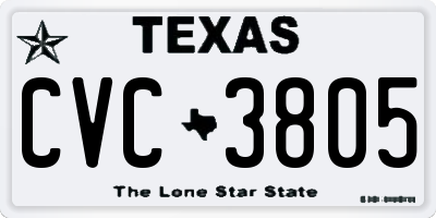 TX license plate CVC3805