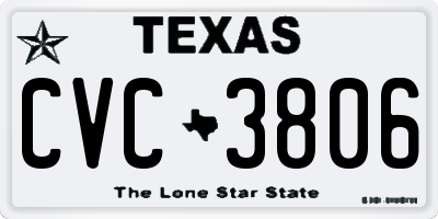 TX license plate CVC3806
