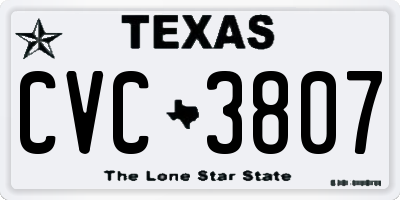 TX license plate CVC3807
