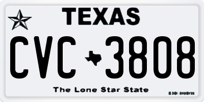 TX license plate CVC3808