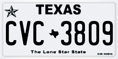 TX license plate CVC3809