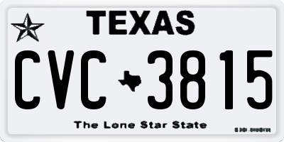 TX license plate CVC3815