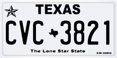 TX license plate CVC3821