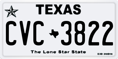 TX license plate CVC3822