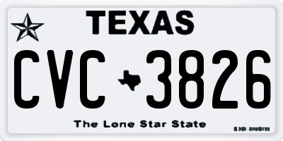 TX license plate CVC3826