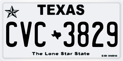 TX license plate CVC3829