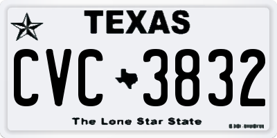 TX license plate CVC3832