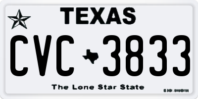 TX license plate CVC3833