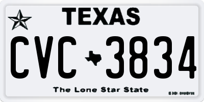 TX license plate CVC3834