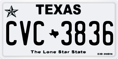 TX license plate CVC3836