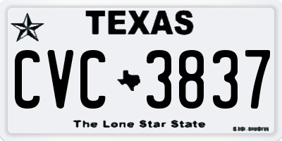 TX license plate CVC3837
