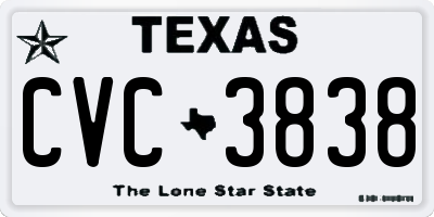 TX license plate CVC3838