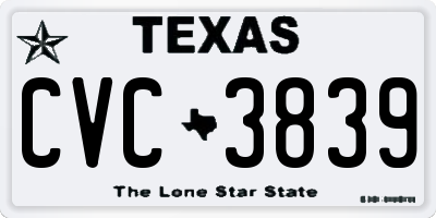 TX license plate CVC3839