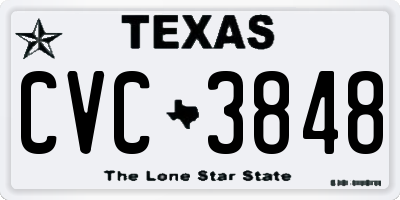 TX license plate CVC3848