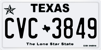 TX license plate CVC3849