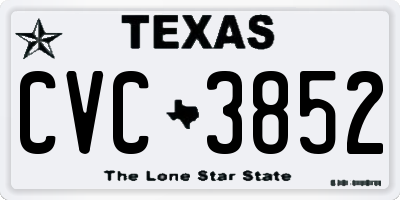 TX license plate CVC3852
