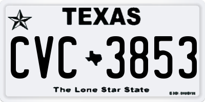 TX license plate CVC3853