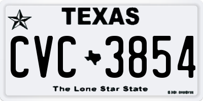 TX license plate CVC3854