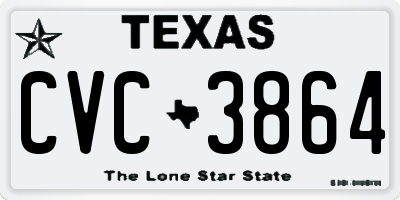 TX license plate CVC3864