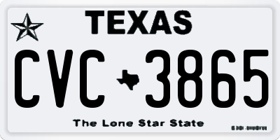 TX license plate CVC3865