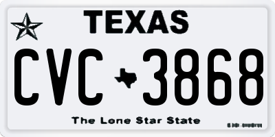 TX license plate CVC3868