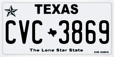 TX license plate CVC3869