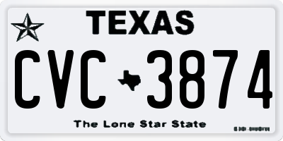 TX license plate CVC3874
