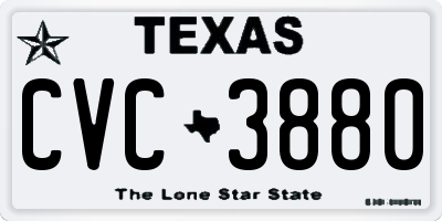 TX license plate CVC3880